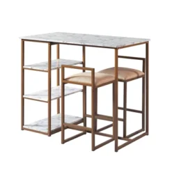 Marmo Breakfast Table Dining Set With Faux Marble Top Brass - Teamson Home -Furniture Specialty Store GUEST 6e49b915 40fd 4c59 ae24 096c765c4f15