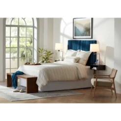 55 Downing Street Cadence Channel Tufted Blue Velvet Queen Hanging Headboard -Furniture Specialty Store GUEST 6e84f0e7 b0a3 4bb9 a887 52babc3e16ff