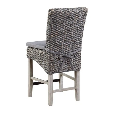 Set Of 2 Melvin Coastal Seagrass Dining Counter Height Barstools With Cushion Gray - Treasure Trove Accents 5 Set Of 2 Melvin Coastal Seagrass Dining Counter Height Barstools With Cushion Gray - Treasure Trove Accents - Image 3