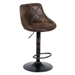 Costway Set Of 2 Adjustable Bar Stools Swivel Bar Chairs Hot-stamping Cloth Retro Brown Low Back -Furniture Specialty Store GUEST 7028fadc db26 4a01 9931 76741fc186f9