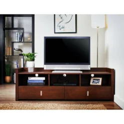 Flatcar Multi Functional Storage TV Stand For TVs Up To 65" Vintage Walnut - HOMES: Inside + Out