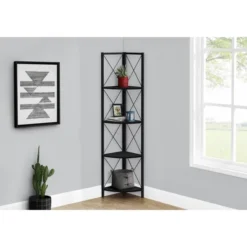 59.25" 4 Tier Mix Material X Design Etagere Bookcase - EveryRoom