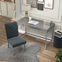 2pc Singger Writing Desk With Chair Gray - HOMES: Inside + Out -Furniture Specialty Store GUEST 71150932 5aab 46fc 8938 81ddac3b805e