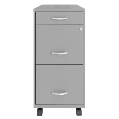 Space Solutions 18 Inch Wide Metal Mobile Organizer File Cabinet For Office Supplies & Hanging File Folders W/ Pencil Drawer & 3 File Drawers, Silver 3 Space Solutions 18 Inch Wide Metal Mobile Organizer File Cabinet For Office Supplies & Hanging File Folders W/ Pencil Drawer & 3 File Drawers, Silver