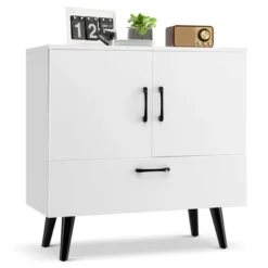 Costway Mid Century Storage Cabinet Accent Buffet Sideboard Entryway Kitchen White Brown -Furniture Specialty Store GUEST 71293e18 1b53 4b91 9963 3441fe5036d7