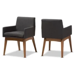 Set Of 2 Nexus Mid Century Modern Walnut Wood Fabric Upholstered Dining Armchair - Baxton Studio -Furniture Specialty Store GUEST 712b4196 bc1c 4749 92be ad45aa70a5d3