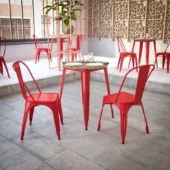 Flash Furniture Declan Commercial Grade Indoor/Outdoor Dining Table, 23.75" Round All Weather Poly Resin Top With Steel Base -Furniture Specialty Store GUEST 713f3d93 79e4 45d6 95aa aee9b8fcb938