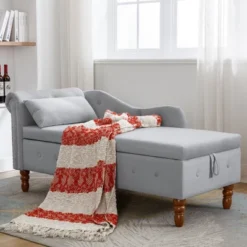 Bedroom Velvet Chaise Longue With Storage, Pillow And Nailhead Accents - ModernLuxe -Furniture Specialty Store GUEST 71652280 df7b 4335 a893 55bdbc17f0d7