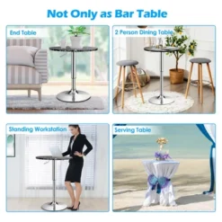 Costway 2PCS Round Bistro Bar Table Height Adjustable 360-degree Swivel Black -Furniture Specialty Store GUEST 71987e72 c7b9 4ec2 addf 7fadaa38ad45