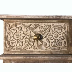 2 Drawer Mango Wood Console Table With Floral Carved Front Brown/White - The Urban Port -Furniture Specialty Store GUEST 71f2cb94 5be9 4cc2 b929 f0f0aa6a9e08