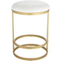 55 Downing Street Gold Bar Stool 26" High Modern White Fabric Cushion With Footrest For Kitchen Counter Height Island Home House -Furniture Specialty Store GUEST 72addbeb 5307 4edb 9663 b750da7e9c38
