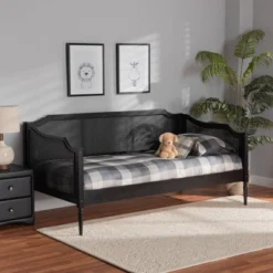 Twin Hancock Wood And Synthetic Rattan Daybed Charcoal - Baxton Studio -Furniture Specialty Store GUEST 73c3d7c7 fe3d 4617 a6ce 9c466f51b0d3