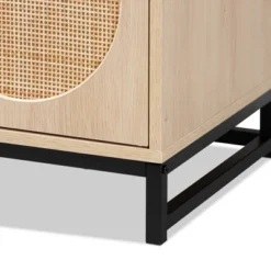 Ardon Bohemian Wood And Metal 2 Door Natural Rattan TV Stand For TVs Up To 40" Light Brown/Black - Baxton Studio -Furniture Specialty Store GUEST 73ce36dc a13c 4ca5 bac0 cfa870040463