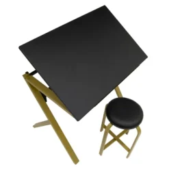 2pc Stellar Drawing Table With 36" Adjustable Top With Stool Set Black/Gold - Studio Designs -Furniture Specialty Store GUEST 746b522e ff6f 4557 9fba b38edd857a56