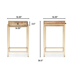 Sidney Modern Living Room Accent Table Beige/Gold - Adore Decor -Furniture Specialty Store GUEST 74851cf0 38d4 4a8b 9338 6a2ebc7a8a27