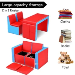 Costway Multi-functional Kids Sofa Table Chair Set 2 Seat Couch Furniture W/Storage Box -Furniture Specialty Store GUEST 75bf21c3 c64d 434a b07a f85baa333fe8