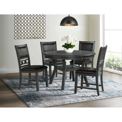 5pc Taylor Standard Height Dining Set And 4 Faux Leather Side Chairs Gray - Picket House Furnishings 3 5pc Taylor Standard Height Dining Set And 4 Faux Leather Side Chairs Gray - Picket House Furnishings