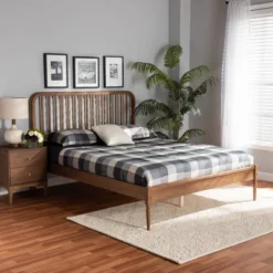Neilan Wood Platform Bed Walnut Brown - Baxton Studio -Furniture Specialty Store GUEST 763e0989 79d2 408f 8e6a 0032e6082198