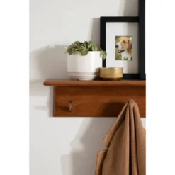 36" X 5" Alta Wood Shelf With 5 Posts Walnut Brown - Kate & Laurel All Things Decor -Furniture Specialty Store GUEST 766dbf52 920b 4dd0 ab0c 3373e029a925