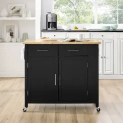Full Savannah Wood Top Kitchen Island Cart Black/Natural - Crosley -Furniture Specialty Store GUEST 76782465 91be 4b14 ad5e 4a0d8d3252c5