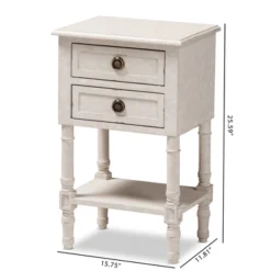 Lenore Country Cottage Farmhouse 2 Drawer Nightstand White - Baxton Studio -Furniture Specialty Store GUEST 76832ad0 c4a0 4c8c ba14 723b6cf43075