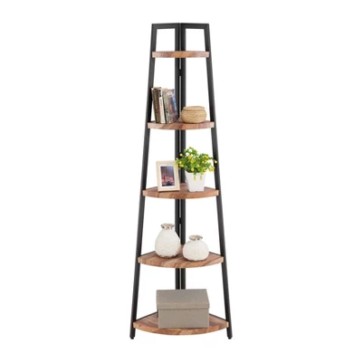 70" Free Standing 5 Tier Pyramid Corner Shelf - Danya B. 8 70" Free Standing 5 Tier Pyramid Corner Shelf - Danya B. - Image 6