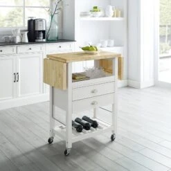 Bristol Double Drop Leaf Kitchen Cart White - Crosley -Furniture Specialty Store GUEST 771c917e b695 4036 9383 4e02e2a81292