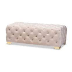 Avara Velvet Button Tufted Bench Ottoman - Baxton Studio -Furniture Specialty Store GUEST 77728033 9671 41c2 af66 bae7a9557f9a