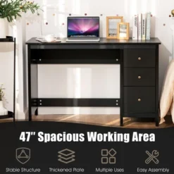 Computer Desk Study Writing Desk Home Office Workstation With 3 Drawers WhiteBlack -Furniture Specialty Store GUEST 77f7a815 7fde 42ba b3f9 d61b57a76254