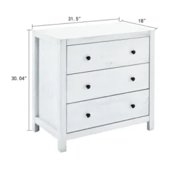 MUSEHOMEINC ST1001W 31.5 Inch Tall Rustic Solid Wood 3 Drawer Storage Dresser Nightstand With Black Metal Rounded Knobs, White Washed -Furniture Specialty Store GUEST 789820b0 0740 4d11 af10 6e07da4b901f