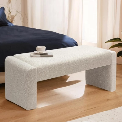 Kaia 47" Faux Shearling Look Waterfall Upholstered Bench-The Pop Maison 8 Kaia 47" Faux Shearling Look Waterfall Upholstered Bench-The Pop Maison - Image 6
