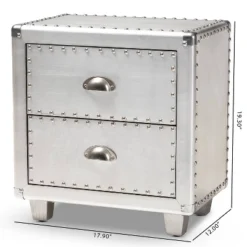 2 Drawer Davet Metal Nightstand Silver - Baxton Studio -Furniture Specialty Store GUEST 7a160061 3cb4 47f9 be53 9dc447012ee3