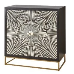 2 Doors Amika Sunburst Accent Cabinet Black/White - Steve Silver Co.