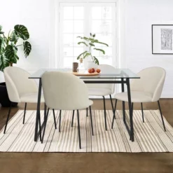 Mona+Nano 5 Piece Black Rectangular Clear Tempered Transparent Glass Table With 4 Upholstered Side Chairs-The Pop Maison -Furniture Specialty Store GUEST 7c1b2cda e0fb 4b74 a8c6 c2d03ae35d4f