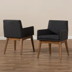 Set Of 2 Nexus Mid Century Modern Walnut Wood Fabric Upholstered Dining Armchair - Baxton Studio -Furniture Specialty Store GUEST 7c2e83b0 cc79 4987 ab7a 76ef802ed96d