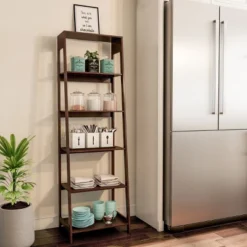 Lavish Home 5-Tier Ladder Shelf – Leaning Storage Bookcase, Dark Brown, Set Of 2 -Furniture Specialty Store GUEST 7c5eb843 7c30 4ca6 9415 267358c4dd7f