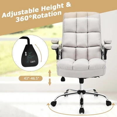 Costway High Back Big & Tall Office Chair Adjustable Swivel W/Flip-up Arm 8 Costway High Back Big & Tall Office Chair Adjustable Swivel W/Flip-up Arm - Image 6