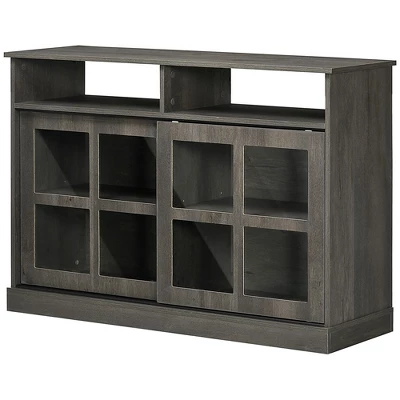 HOMCOM Modern Sideboard With Shelves, Buffet Cabinet With Storage Cabinets, Adjustable Shelf, Sliding Doors For Living Room, Kitchen, Dark Grey 5 HOMCOM Modern Sideboard With Shelves, Buffet Cabinet With Storage Cabinets, Adjustable Shelf, Sliding Doors For Living Room, Kitchen, Dark Grey - Image 3