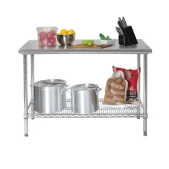 Commercial Grade Nsf Stainless Steel Top Work Table Chrome - Seville Classics -Furniture Specialty Store GUEST 7d3bd31a 48ec 4ea1 bc84 00918e6e080b