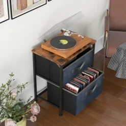 Costway Nightstand End Side Table Dresser With 2 Pull-out Fabric Drawers For Bedroom -Furniture Specialty Store GUEST 7da92eec e53a 4925 8118 3fc489c5abd9