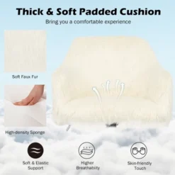 Costway Synthetic Swivel Office Chair Adjustable Task Chair Fluffy Vanity Chair -Furniture Specialty Store GUEST 7dba23a1 9feb 4938 bec0 e7558c5b73a3