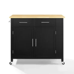 Full Savannah Wood Top Kitchen Island Cart Black/Natural - Crosley