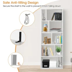 Costway 5-tier Wood Bookcase 66'' Tall Open Storage Shelf Display Rack W/10 Compartments -Furniture Specialty Store GUEST 7ec0afbc 20b9 4c3d 9f35 c5c8ef55d1c8