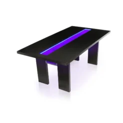 7pc Stevenson Glass Insert Open Shelf W/Led Lights Dining Table Set Black - HOMES: Inside + Out -Furniture Specialty Store GUEST 7f0d2339 2ed9 4d4e 9497 28c297fa559d