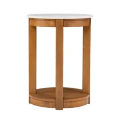 Vebell Round End Table White/Natural - Aiden Lane -Furniture Specialty Store GUEST 7f6690a4 44f8 4627 9932 d2bdcc729789