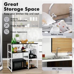 Costway Industrial Kitchen Baker's Rack Microwave Stand Utility Home Shelf W/ 6 Hooks -Furniture Specialty Store GUEST 7f6a4dee ec49 437a 9b0c ff4e84dc850f