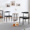 Yaheetech Set Of 2 Armless Dining Chairs With Backrest, Metal Legs And Faux Leather Seat, Black