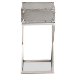 1 Drawer William Silver Metal Nightstand Silver/Black - Baxton Studio -Furniture Specialty Store GUEST 7fe5736e 9379 45ae 8a1e 4cec91d017ac