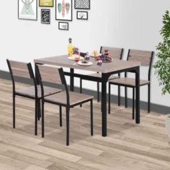 HOMCOM 5-Piece Dining Table Furniture Set Modern Industrial Table With 4 Chairs For Dining Room, Kitchen -Furniture Specialty Store GUEST 8002638e 07a8 47fb 92f8 4d311b46f895