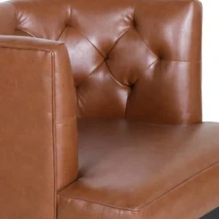 Clough Contemporary Faux Leather Tufted Accent Chair Cognac Brown/Dark Brown - Christopher Knight Home -Furniture Specialty Store GUEST 806f9450 72f4 415e b36e 5df49680265d